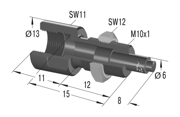 Hydraulischer Stoßdämpfer M20 x 30 mm, für Pneumatikzylinder AC2030-2  Hydraulischer Stoßdämpfer mit selbstregulierendem Schnellrückstelldämpfer